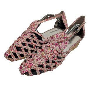 Jeffrey Campbell Kithira Micro Wedge Sandals Pink Floral Womens Size 8